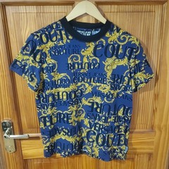 VERSACE JEANS COUTURE T-shirt Mens Baroque Logo All-Over Short Sleeve Size S