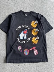 y2k obey too much politics men’s black baggy tee t shirt short sleeve