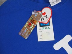 I Love NY Shirt Mens 2XL Blue Graphic Tee T-Shirt Fruit of the Loom Heavy Cotton