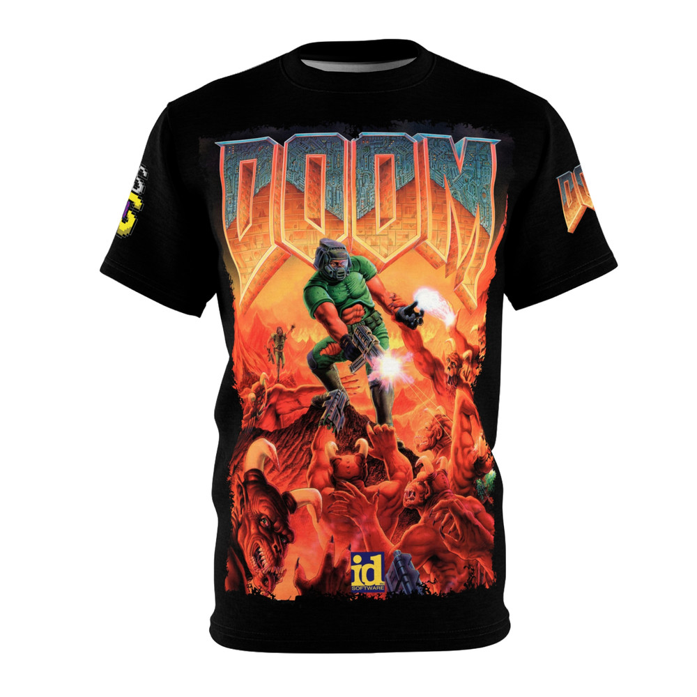 Doom 1993 (MS-DOS) – id Software Retro Vintage Cover Box Video Game T-shirt