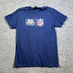 Hanes Perfect T-Shirt Men Large Blue Bud Light Official Beer Sponsor NFL Graphic