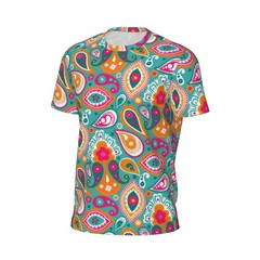 Men’s Retro Psychedelic Art T-Shirt O-Neck Short Sleeve Fun Design Gym Beach Fas