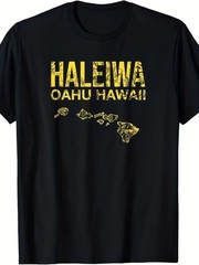 Haleiwa North Shore Oahu Hawaii Graphic Men’s T-Shirt Hawaiian Beach Tee
