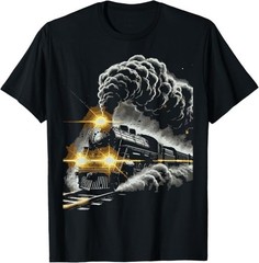 Steam Engine Train Vintage Locomotive Conductor Men Boys Kid T-Shirt