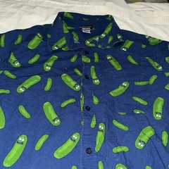 Adult Swim Rick & Morty Men’s Juniors Medium 100% Cotton Collared Pickle Rick
