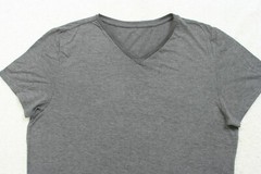 Unbranded Gray V-Neck Tee T-Shirt Top Large Short Sleeve Polyester Rayon 1527