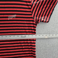 10 Deep Men Shirt XL Red Embroidered Striped Logo Spellout Grunge Skater Y2K