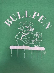 Vintage 80s-90s Steadman USA Made “BULLPEN” Bull Graphic T Shirt Single Stitch