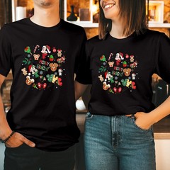 MERRY and BRIGHT Christmas Doodle Shirt Santa Xmas Mouse Tops for her Women 5063