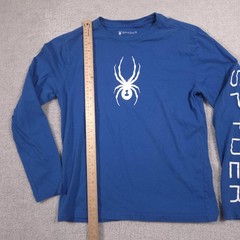 Spyder Shirt Mens Small Blue Long Sleeve Spider Graphic Tee Tagless Crewneck