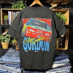 Vintage 90s Deadstock Jeff Gordon NASCAR Tee Shirt Black AOP Racing Shirt Men XL