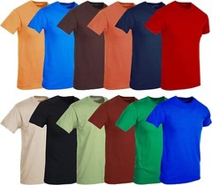 BILLIONHATS 12 Pack Mens Cotton Short Sleeve Lightweight T-Shirts(Assorted B, S)