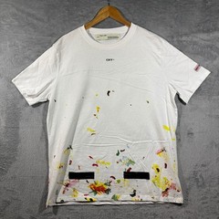 Off White Main Label Graphic T Shirt Adult XL White Paint Splatter Virgil Abloh