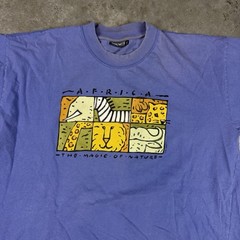 Vintage Africa T Shirt Mens XXL Blue Faded Art Preowned