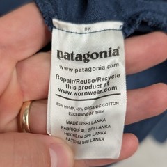 Patagonia T-Shirt Men’s 3XL Navy Blue Hemp Organic Cotton Long Sleeve Pocket