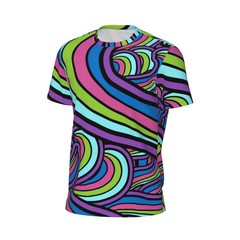 Men’s Retro Psychedelic Art T-Shirt O-Neck Short Sleeve Fun Design Gym Beach Fas
