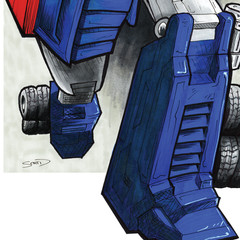 Optimus Prime hand-drawn art- unisex soft style royal blue large (L) tshirt