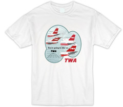Classic Historic Airline TWA WHITE Tee T-Shirt