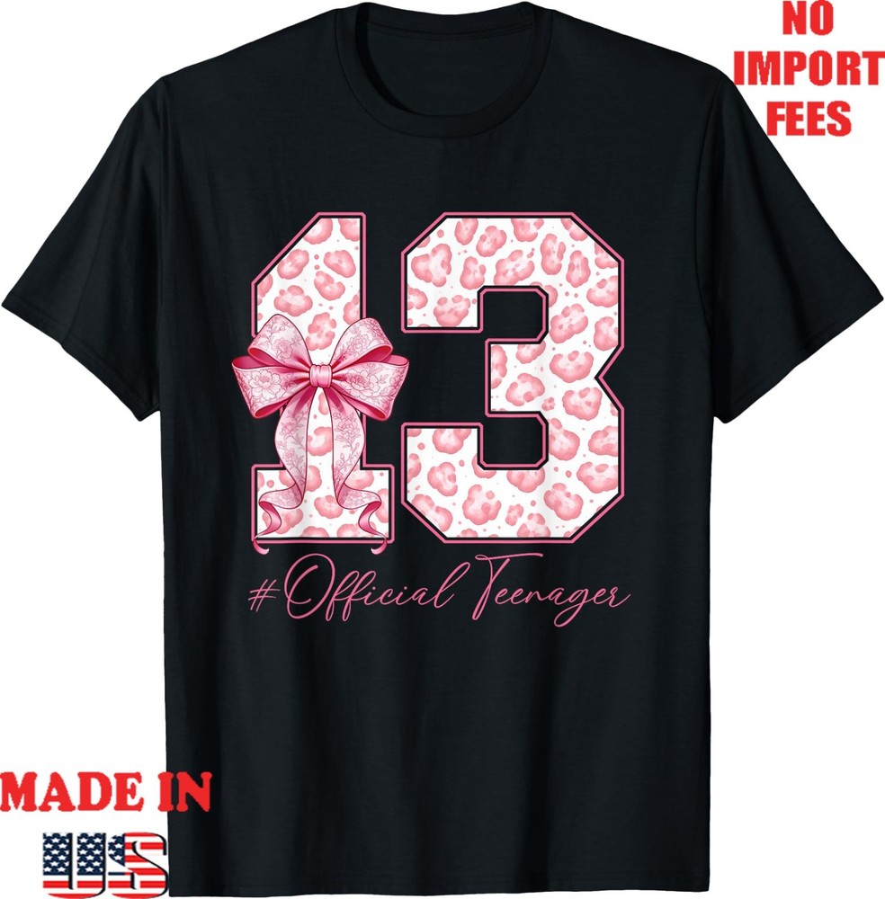 13th Birthday Official Teenager Coquette Bow T-Shirt, Kid Adult Tee