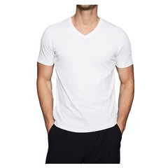 Black White Men 100% Thick Cotton Casual T-Shirt Short Sleeve Tee Crew V Neck