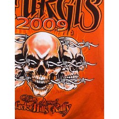 2009 Sturgis Black Hills Rally 69th Annual Orange Skull Shirt L Large 2000s