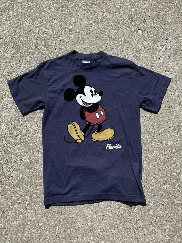 Vintage Disney Mickey Mouse “Florida” Souvenir store Graphic Flocking texture