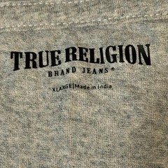 True Religion Mens XL Heather Gray Buddha Guitar Graphic T-Shirt Short Sleeve