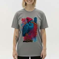 Blue Heron Bird T-Shirt Red Beanie Hat Urban Art Hipster Nature Lover Gift