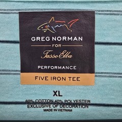 Greg Norman for Tasso Elba Five Iron Striped T-Shirt Light Blue Size XL