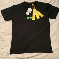 Off-White Men’s L Black Crew Neck Short Sleeve Graphic Logo T-Shirt