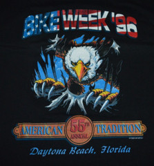 Vtg 1996 Daytona Beach Florida Bike Week 2-Sided Shirt Eagle Ryder Sports.