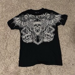Affliction Men’s Black Graphic Skull Crew Neck Short Sleeve Cotton Tee S