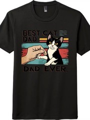 Cat Dad “Best Cat Dad Ever” Statement Graphic T-Shirt