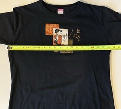 Vintage LAT Geisha Unisex Shirt Black Size LARGE Coin Attached Patchwork