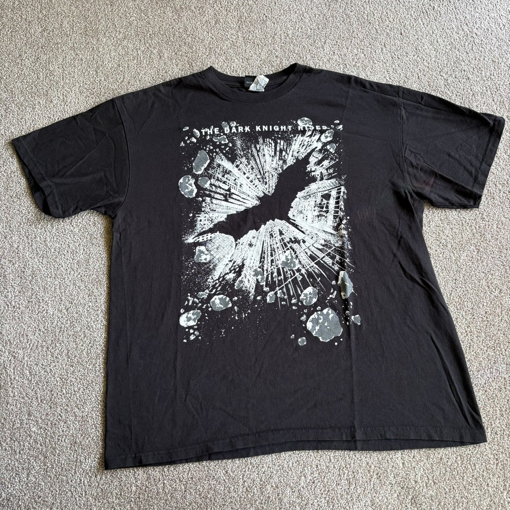 Vintage Batman The Dark Knight Rises Shirt Mens XL Black Logo Movie Promo Y2K