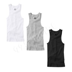 3 Pack Men Tank Top Black/White/Gray Cotton Undershirt Ribbed A-Shirt Size:S-2XL