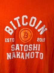Skyland Tees Men’s Orange Bitcoin Satoshi Nakamoto Est 2009 Crew Neck Shirt 3XL