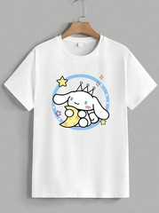 Cinnamoroll T-Shirt Cute Sanrio Dog Moon Stars Graphic Tee Kawaii Gift Unisex