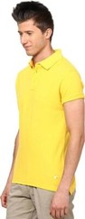 Solid Royal Lemon Yellow Cotton Polo Collar T shirt Casual Formal Wear For Men’s
