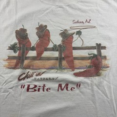 Vintage Anvil Shirt Mens XL White Sedona AZ Chillin Peppers Bite Me Graphic Tee