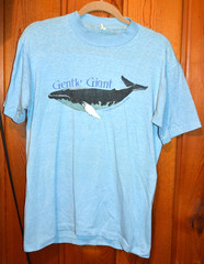Vtg 70’s Gentle Giant Whales T Shirt Whale Protection Fund Blue Paper Thin M/L
