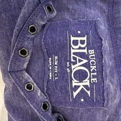 Buckle Black Shirt Mens Slim Fit Large Purple V Neck Lightweight Stretch Studs