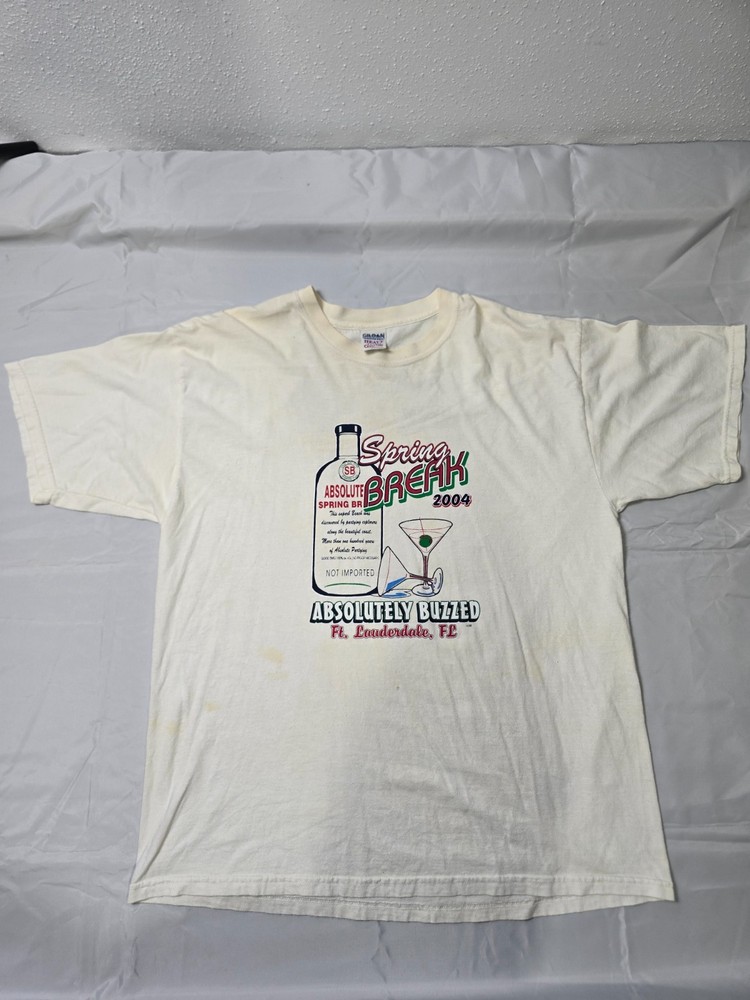 Size XL – Vintage Y2k Spring Break 2004 “Absolutely Buzzed” Florida Liquor Tee