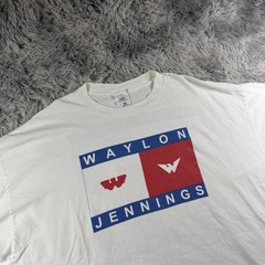 2001 Tommy Hilfiger Waylon Jennings TShirt 2XL White Country Music Tour Tee Rare