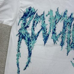 Revenge Shirt Mens Small White Blue Flame Logo Graphic Tee Rap Streetwear