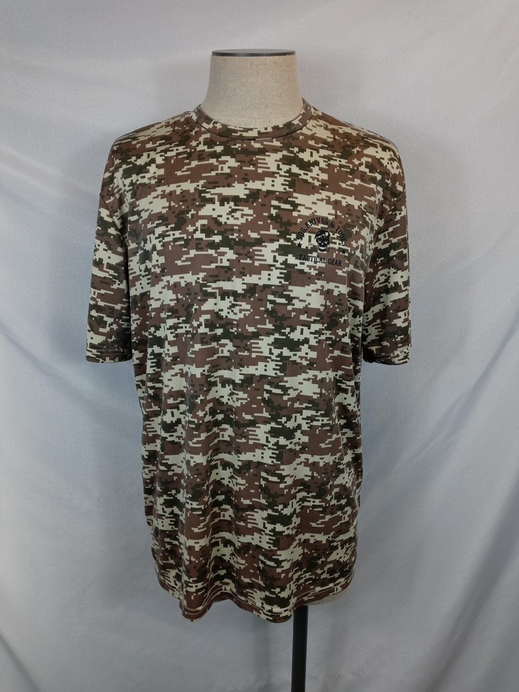 SOG Tactical Gear T-Shirt Mens XL Digital Camo Brown Logo Tee Knives