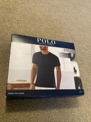 POLO RALPH LAUREN Men’s Slim Fit Cotton Crew Nk Undershirt 3 Pack Sz XL BK WT NY