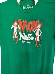 Rick and Morty T-Shirt XL Green Naughty or Nice Adult Swim Graphic Tee