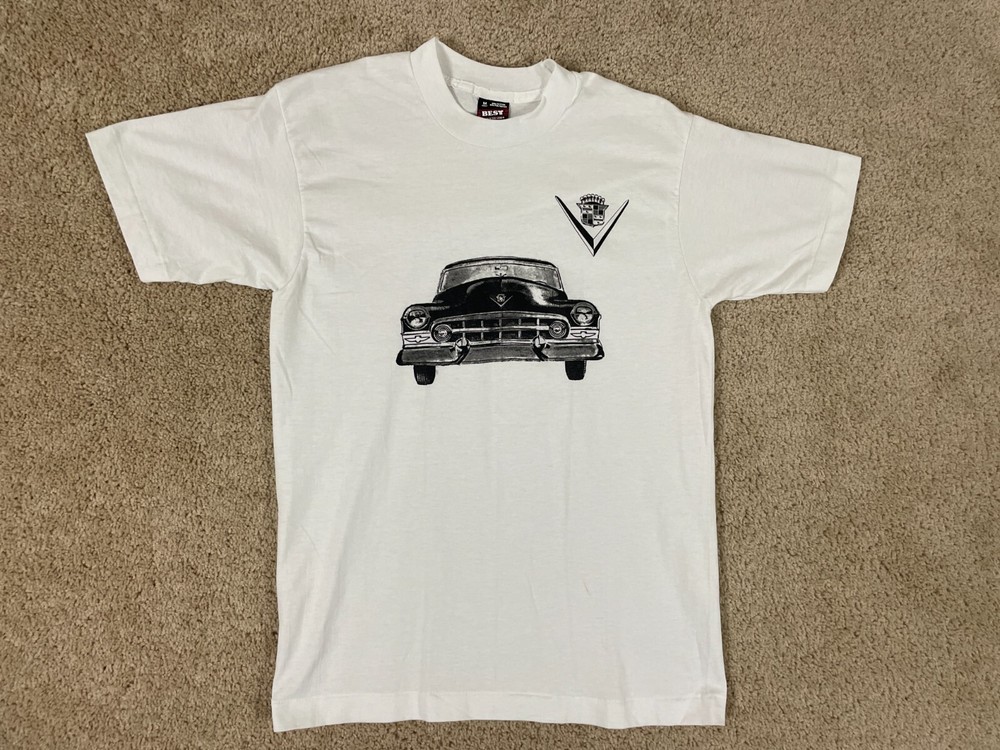 Vintage Fruit of the Loom T-Shirt Mens Medium Single Stitch USA Cadillac White