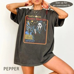 Lets Watch Scary Movie Shirt, Comfort Colors Ghostface Shirt Size S-5XL
